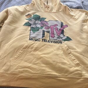 MTV Yellow Hoodie with Floral Design